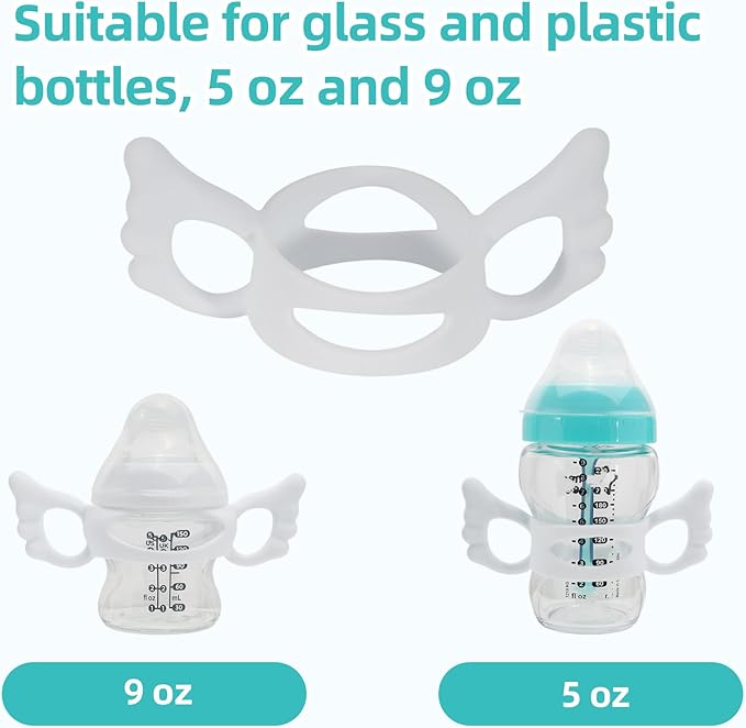 2 Pack Baby Bottle Handles Compatible with 5OZ/9OZ Plastic Glass Tommee Tippee Bottles, Bottle Handles for Baby Self Feeding & Hands Free Use, Supports Baby Grip Training, New Mom