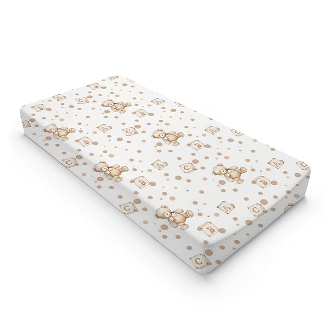 Cartoon Cute Forest Bears Pattern Baby Changing Pad Cover, Unisex Bear Nursery Diaper Changing Table Pad Mat Sheet for Boys Girls-16x32