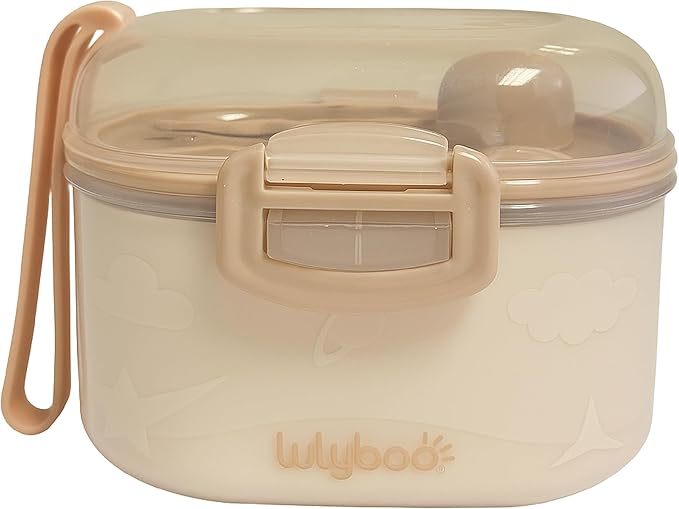 Lulyboo Baby Formula Milk Powder Container - Travel-Friendly, Airtight Storage with Scoop & Spork, Compact BPA-Free, Easy-to-Clean Portable Baby Feeding Accessories (Clay)