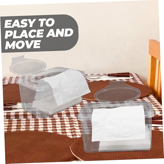 2pcs Wipes Box Clear Container with Lid Plastic Face Mask Dust Mask Wipes Pouch Case Wipe Dispenser Refillable Wipes Dispenser Holder Pp Toilet Wipes Holder Filling