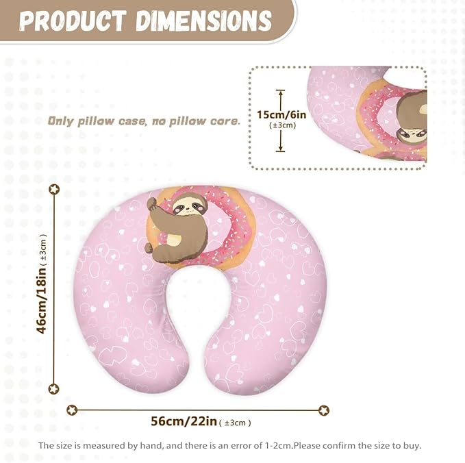 Cute Sloth Nursing Pillow Cover Breastfeeding Pillow Covers for Breastfeeding Mom Hidden Zipper Design U-Shaped Pillow Covers Soft and Skin-Friendly