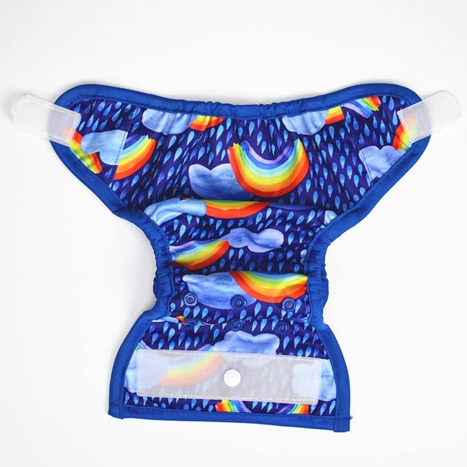 Newborn Baby Cloth Diaper Cover Nappy Hook and Loop (Rain Rainbows)