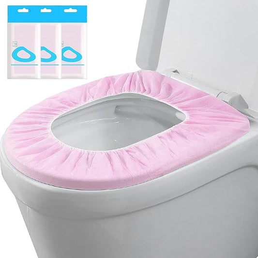 20 Pack Disposable Toilet Seat Cover Waterproof Non-Woven Fabric, Disposable Toilet Seat Covers for Travel, Disposable Seat Covers for Outing Hotel Hospital Public Toilet (Double Layer Pink)