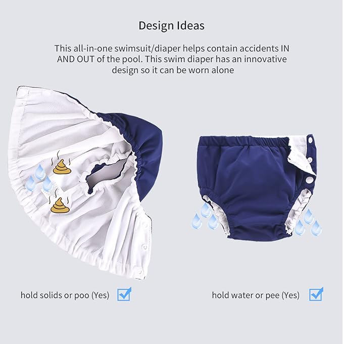 IIjnUhb Swim Diapers Baby Reusable 2 Pack,Washable Pants for 0-3 Years Boys Girls Swimming Lesson Shower Gifts