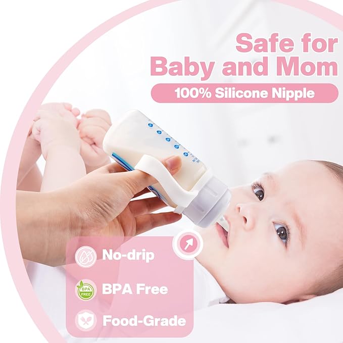 Straw Cup Conversion Kit for Dr. Brown's Narrow and Narrow Glass Baby Bottles, Weighted Sippy Cup Transition Kit with Handles for Kids, [Variable Flow] [Spill-Proof] [BPA-Free], 6m+