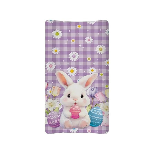 Easter Diaper Changing Pad Cover Rabbit Baby Changing Pad Cover Daisy Diaper Changing Pad Cover Purple 32''*16'' Changing Pad -Cover