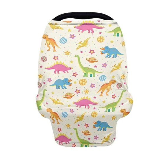 LedBack Cute Car Seat Covers Dinosaurs Patten Carseat Canopy for Babies Breastfeeding Covers, Lightweight and Breathable Carseat Canopy