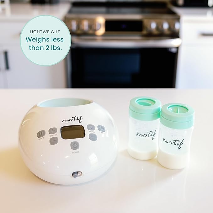 Motif Medical Luna Double Electric Pump for Breastfeeding - Portable - Hospital Grade Pump w/LED Light - Hands-Free Breast Pump, Quiet Motor Baby Breast Pump