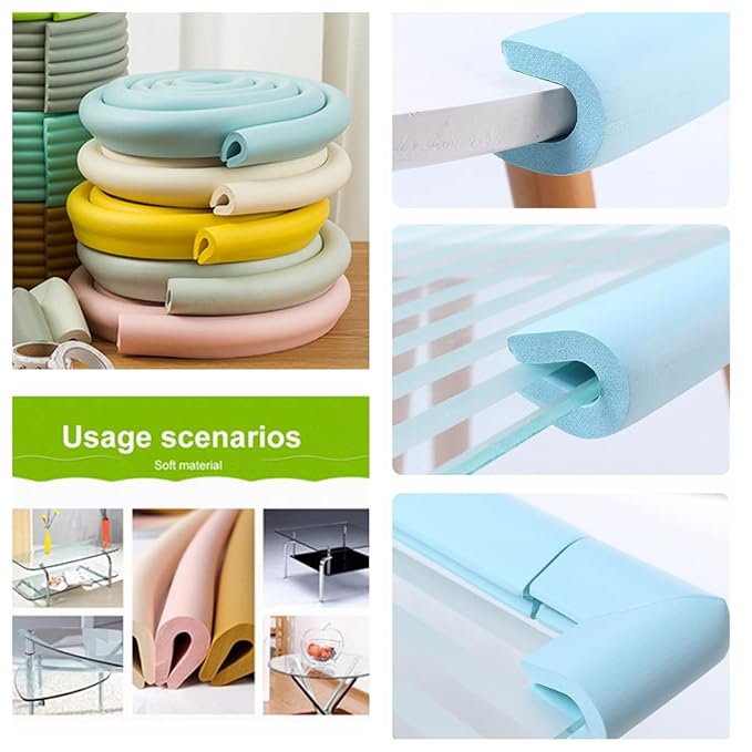 M2cbridge U Shape Extra Thick Furniture Table Edge Protectors Foam 6.5 Ft (Wood)