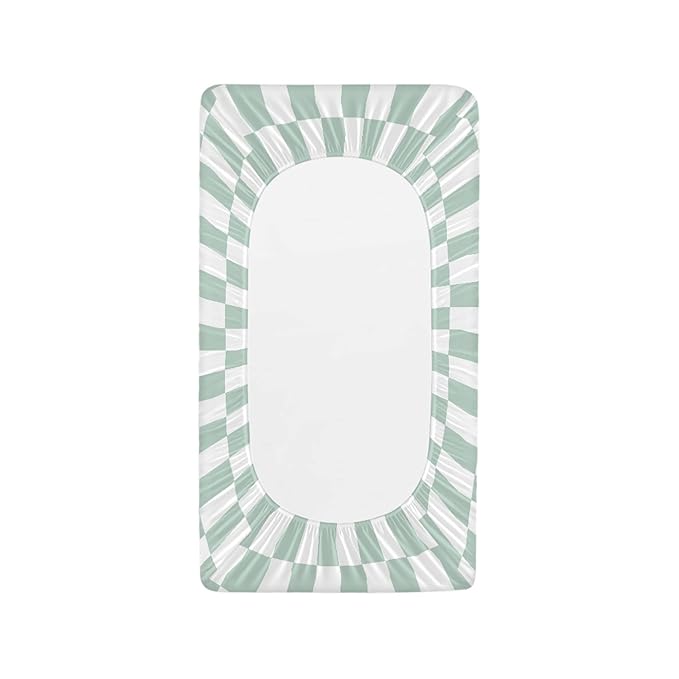 Green Checkered Changing Pad Cover for Baby Girls Boys Cartoon Breathable Diaper Change Table Sheet Soft Stretchy Cute Change Table Mat Cover Fit 32x16
