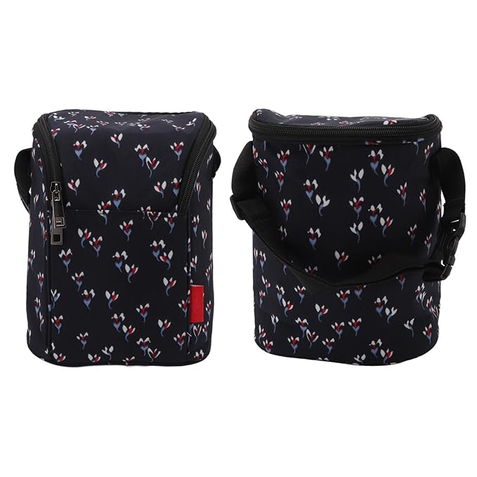 Garosa Breast Milk Storage Bags Insulated Cooler Bag for Nursing Mom Large Capacity Bottle Storage Thermal Tote Pouch Stylish Floral Black Lunch Keeper Portable Milk Cooler