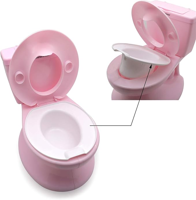 XKMT- Baby KidsPortable Training Toilet Seat Chair For Toddler Boys kids & Girls with Flushing Sounds Pink [P/N: ET-BABY004-PINK]