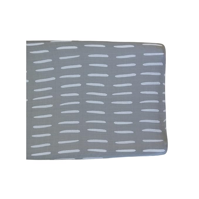Mebie Baby Changing Pad Cover, Grey Dash, 100% Muslin Cotton Changing Table Pad Cover for Baby Boy and Girl, Designer Nursery Decor Covers, Diaper Changing Pad Cover for Changing Station