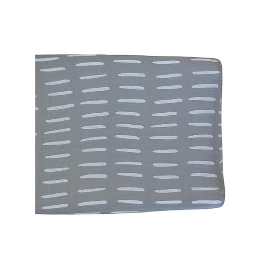 Mebie Baby Changing Pad Cover, Grey Dash, 100% Muslin Cotton Changing Table Pad Cover for Baby Boy and Girl, Designer Nursery Decor Covers, Diaper Changing Pad Cover for Changing Station