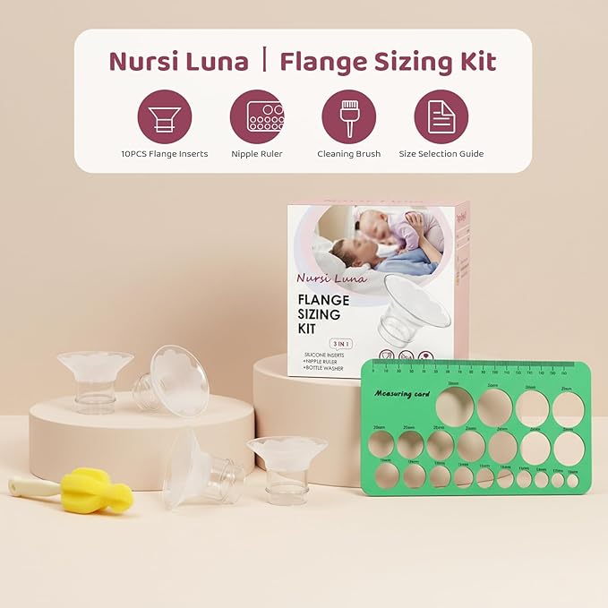 Flange Sizing Kit 3-in-1 with 13/15/17/19/21mm for 24mm Electric Breast Pump Flanges/Shields, 10PCS Soft Silicone Flange Inserts for More Comfortable Pumping, BPA-Free, Essential for Moms