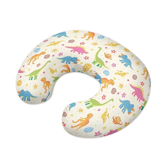Colorful Dinosaur Pillow Cover for Infant Snug, Breathable Neutral Breastfeeding Pillow Cover for Bottle Feeding, Lightweight Durable