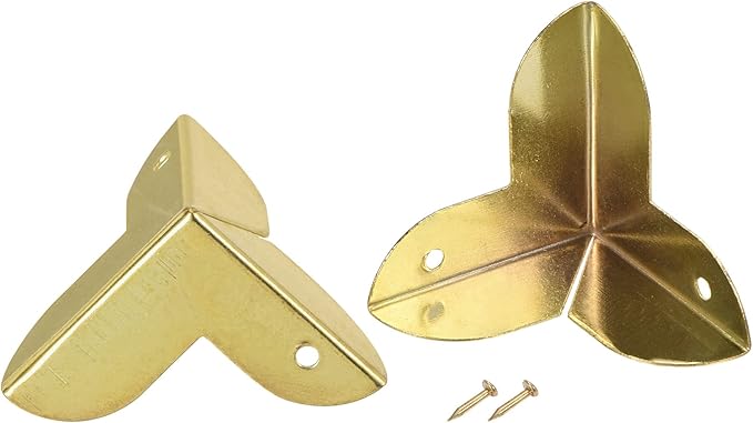 uxcell 23x23x23mm Metal Box Corner Protectors Edge Guard, Gold Tone 12pcs