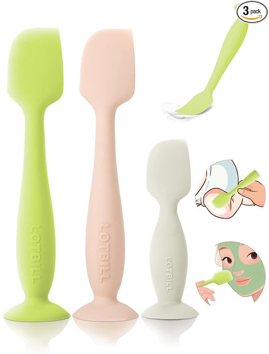 Diaper Cream Spatula, 3 Pack Butt Spatula Baby, Silicone Diaper Cream Applicator, Full-Size + Mini Butt Paste Spatula for Babies, Newborn Baby Necessities (Green+Pink+Beige)