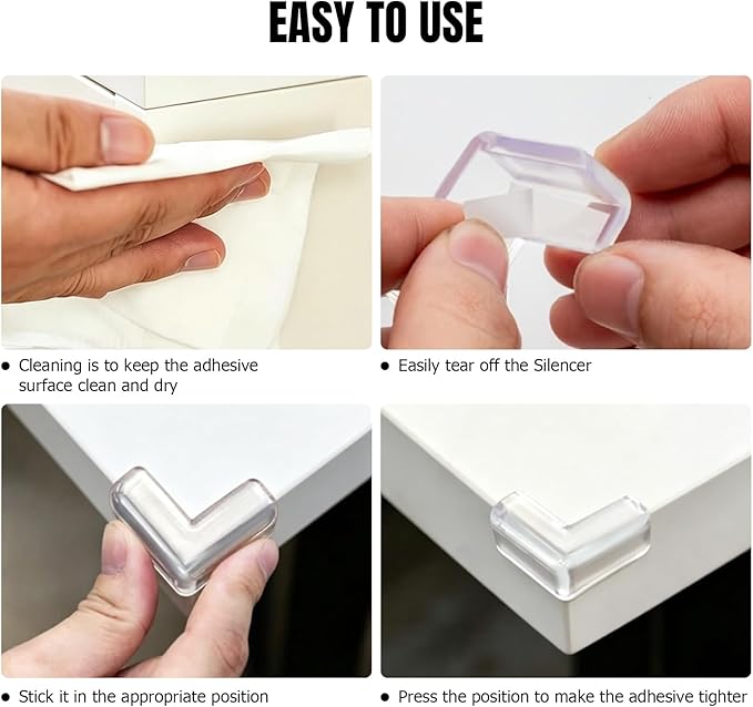 Corner Protector Baby, Table Corner Protectors, Baby Proof Corners and Edges, Fan-Shaped Clear Corner Guards 4 Pack, L-Type