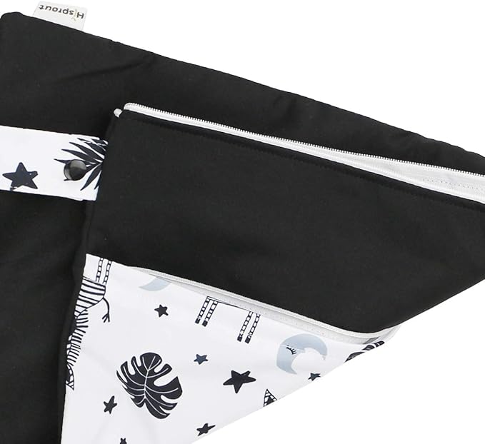 Grab and Go Waterproof Washable Reusable Diaper Wet Dry Cloth Diaper Bags, zebra