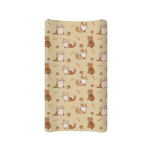 ZDCUSTOM Cartoon Cat Changing Pad Sheets for Boys Girls Lovely Print Changing Table Pads Sheets Animals Soft Breathable Nursery Changing Table Covers