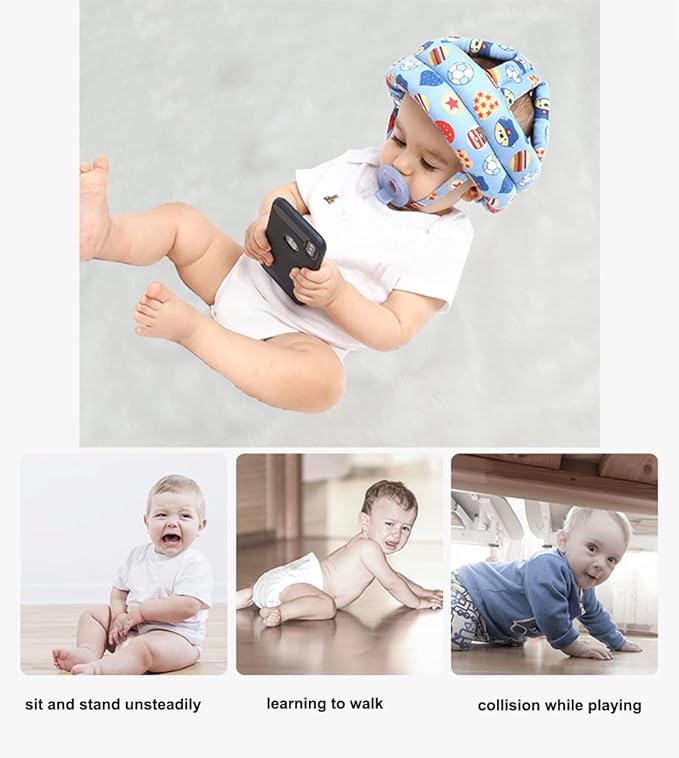 Baby Safety Helmet Baby Head Protector Upgarded for Baby Walking Crawling Running Infant Toddlers Head Protective Hat Head Cushion Headguard Bumper Bonnet Lightweight Breathable Adjustable 0-3 Yeas