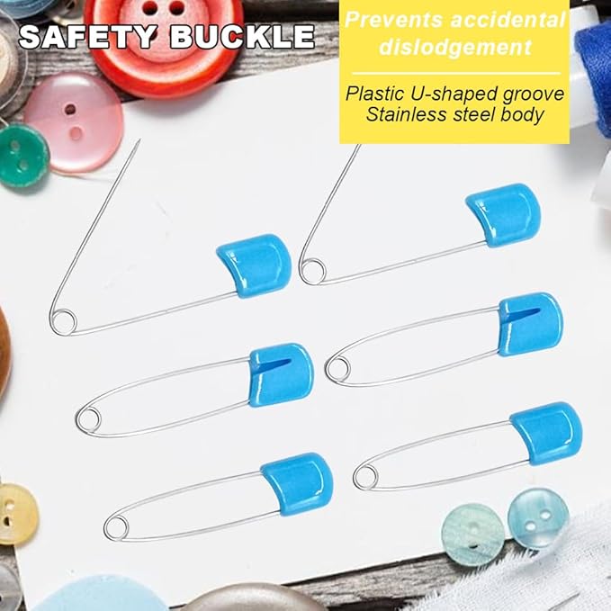 50 pcs 2.2" Plastic Head Safety Pin Nappy Cloth Diaper Safety Pins with Safe Locking Closures (Blue)