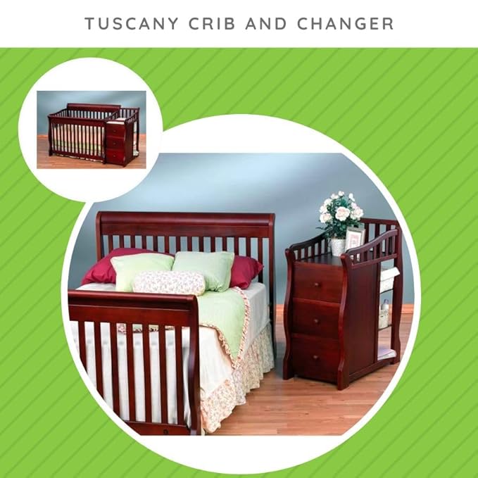 Full-Size Conversion Kit Bed Rails for Sorelle Crib & Changer Combos - Solid Wood - Toddler and Adult Bed Rail for Full-Size - Nursery & Baby Furniture (Model #1050, Cherry - Tuscany Crib & Changer)