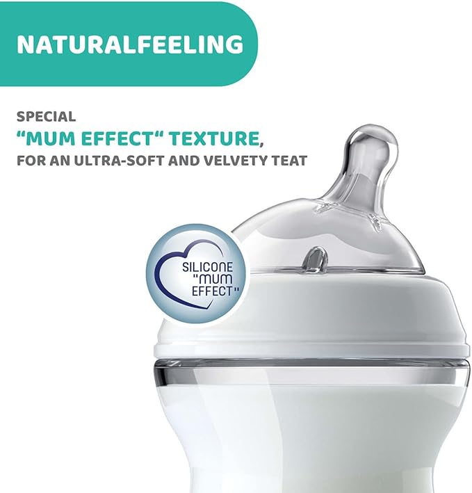 Chicco Teat NaturalFeeling 0M+ Normal Flow Silicone Angled Vented Bottle Nipple