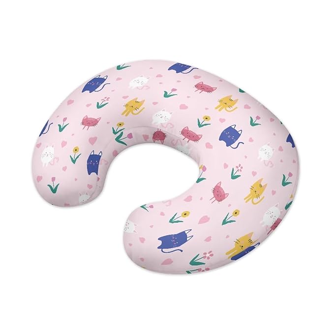 Nursing Pillow Cover with Hidden Zipper Cat and Flowers Soft for Moms/Baby Nursing Pillow Cover Stretchy Removable Cover for Breastfeeding Pillow