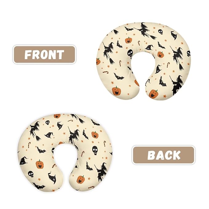 Nursing Pillow Cover Halloween Decorations Witch Pumpkin Nursing Covers for Breastfeeding Pillows, Ultra Soft Comfortable Stretchy Slipcover for Boy and Girl