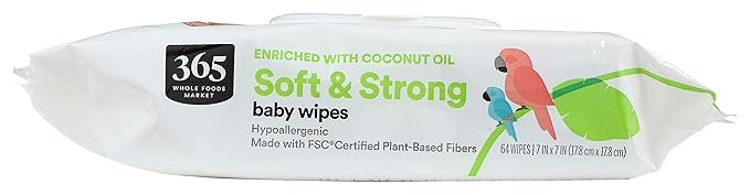 365 by Whole Foods Market, Coconut Baby Wipes, 64 Count (Pack of 3)