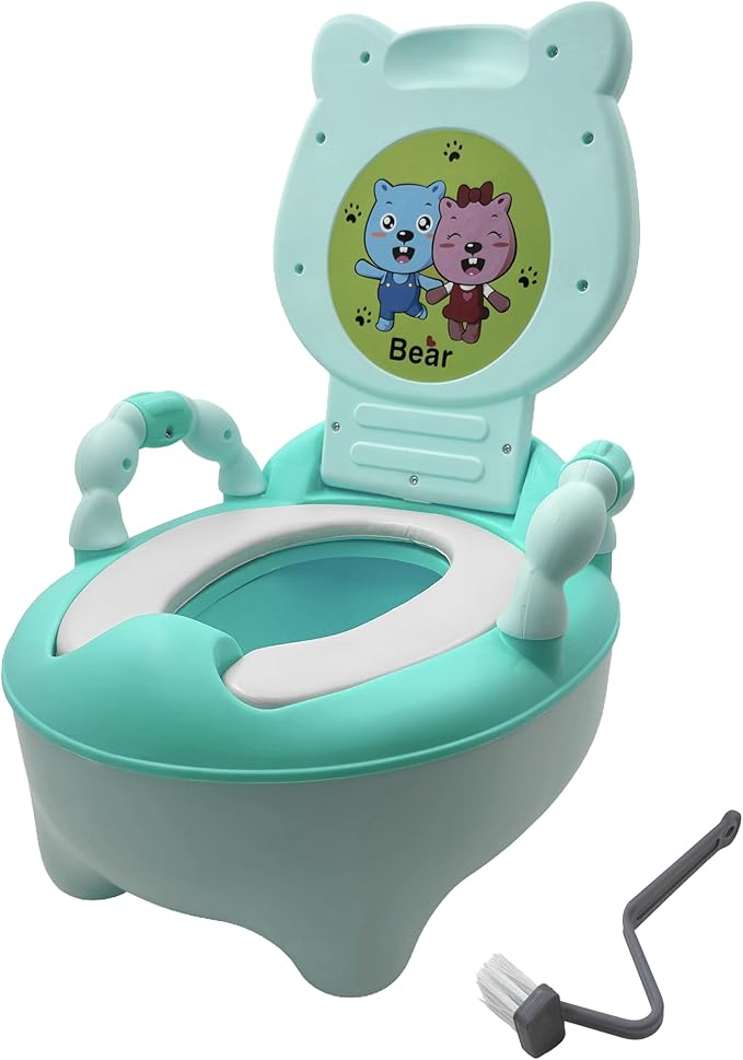 HTTMT- Baby Kids Green Bear Portable Potty Training Toilet Seat With Pad Toddler Lovely Toilet Comfortable Soft Seat Stool Chair [P/N: ET-BABY003-GREEN]