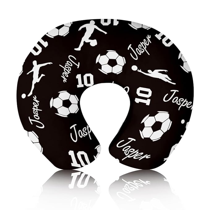 Baby Nursing Pillow Cover - Personalized Name Soccer Theme Breastfeeding U-Shaped for Bottle Feeding, Ultra Soft Comfortable Breastfeeding Pillow Cover for Infants Baby Boys and Girls