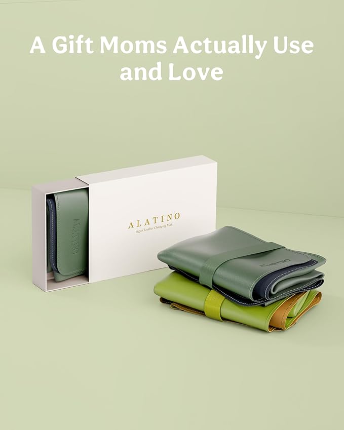 2 Pack Vegan Leather Baby Changing Mat, Large 30" x 17" Waterproof Foldable Diaper Mat, Wipe-Clean Portable Changing Pad for Travel, Home & Diaper Bag, Baby Shower Gifts(MossGreen&DarkOliveGreen)
