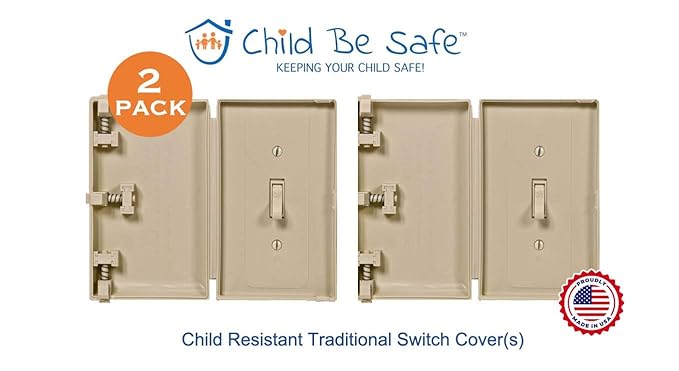 Baby Toddler Pet Resistant Electrical Safety Cover Guard for Home and Business, Made in USA, Traditional Standard Toggle Light Switch (Ivory, 2 Pack)