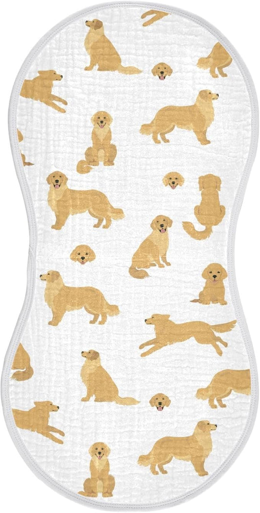 vvfelixl Muslin Burp Cloths Golden Retriever Dogs Baby Washcloths for Baby Girl Boys 2 Pack