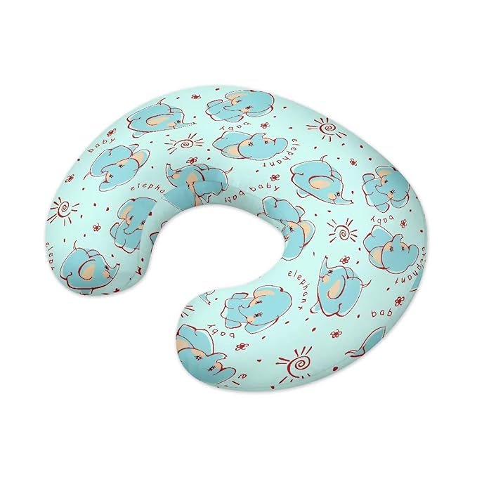 Cute Cartoon Elephant Elastic Nursing Pillow Covers for Breastfeeding＆Bottle Feeding Slipcover Hidden Zipper Design Soft and Skin-Friendly