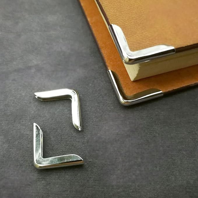 100Pcs Book Scrapbooking Album Menu Folder Protectors - Metal Corner Protector Cover for Protecting Book and Scrapbooking Corners, Silver