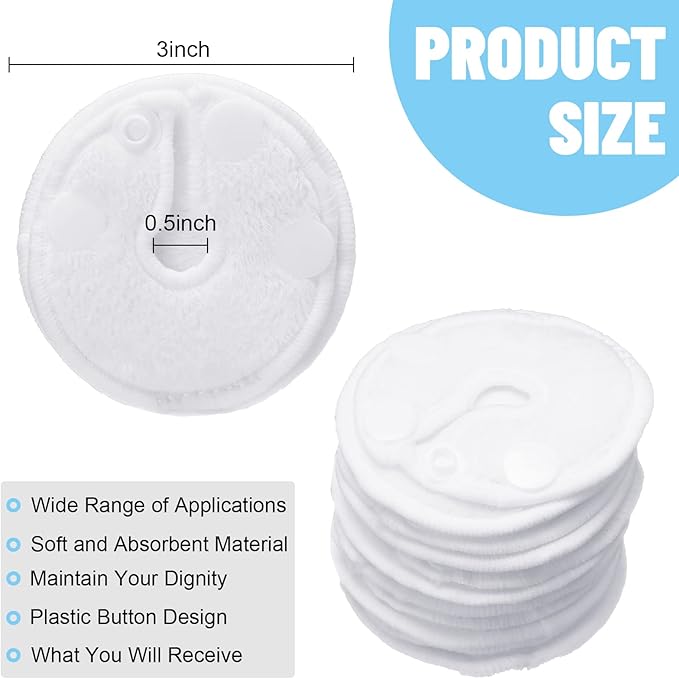 Sosation 20 Pack Feeding Tube Pads G Tube Button Pad with Cover Reusable Feeding Supplies Cotton Button Covers Peritoneal Abdominal Dialysis Peg Supplies for Nursing Care, White