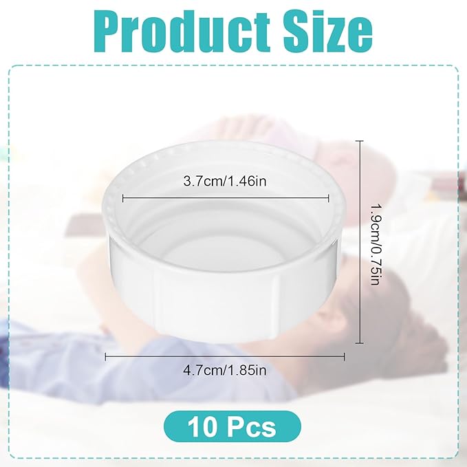 10Pcs Narrow Baby Bottle Caps Compatible with Dr Brown's, Medela, Ameda, Travel Bottle Caps Replacement Parts for Dr Brown, Storage Baby Bottle Lids with Sealing Gasket BPA Free Leak Proof (White)
