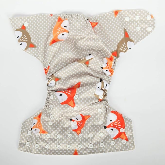 2 to 7 Years Old Junior Big Cloth Diaper Pocket Reusable Washable Baby Toddler (Dot Fox)