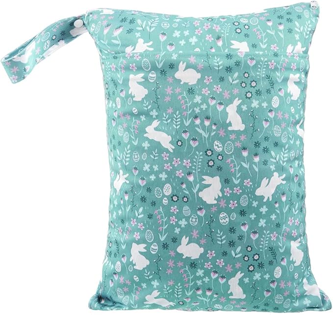 MOMIGO 3 pcs/set Wet Dry Bags for Baby Cloth Diapers - Reusable Washable for Stroller, Diapers, Travel Bags, Gym Bag 11.8 * 15.7 inch (Green)