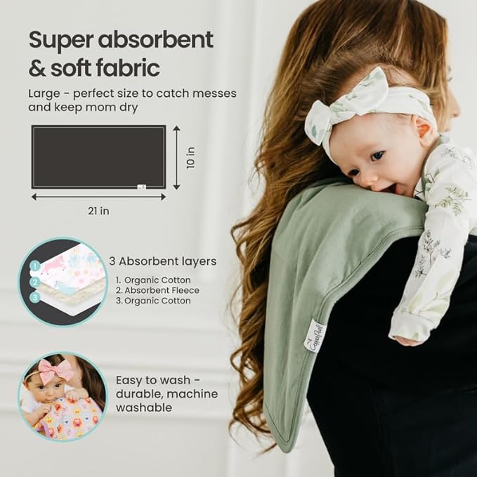 Copper Pearl Premium Baby Burp Cloths - 3-Pack Large Cotton Burp Cloths, Extra Soft Spit Up Rags with 3 Absorbent Layers, Perfect for Baby Girl Gifts (21" x 10" Size, Ferra Set)