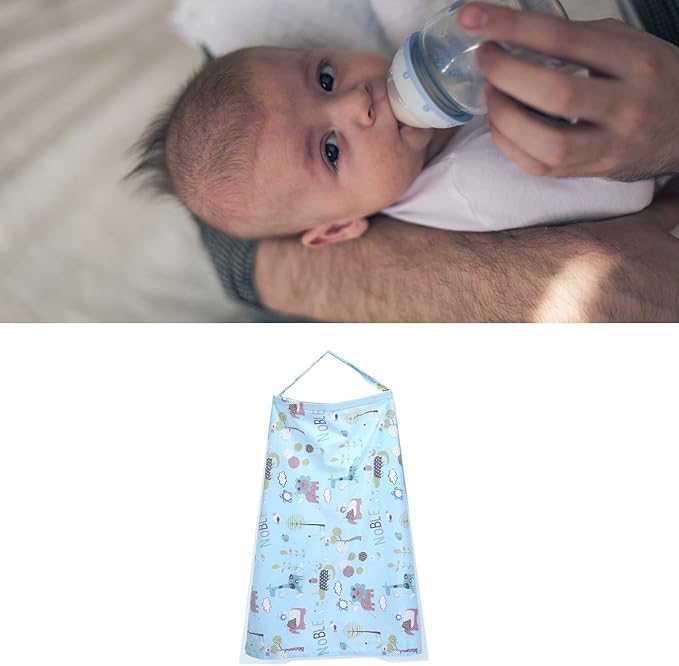 Garosa Breastfeed Nursing Cover Breathable Baby Nursing Coverage Blanket with Elastic Shoulder Straps Lightweight Breathable Cotton Feeding Cover (Blue)