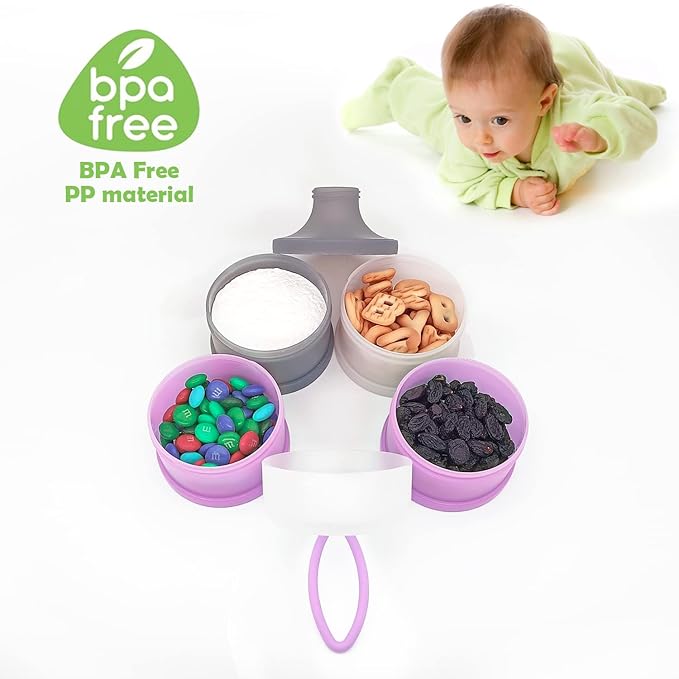 Baby Formula Dispenser, Portable Milk Powder Dispenser Container, Baby Feeding Travel Storage Container, formula mixer, formula holder, BPA Free, 4 Compartments, 2 Packs, dispensador de fórmula