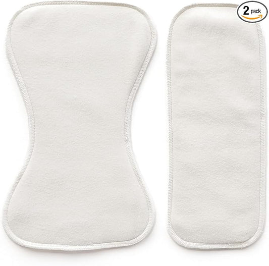 Esembly Ultra Absorbent Overnight Hemp Cloth Diaper Booster Inserts with Stay-Dry Fleece – Reusable Nighttime Doublers for Heavy Wetters – Size 1, 1 Set (1 Contours and 1 Boosters)