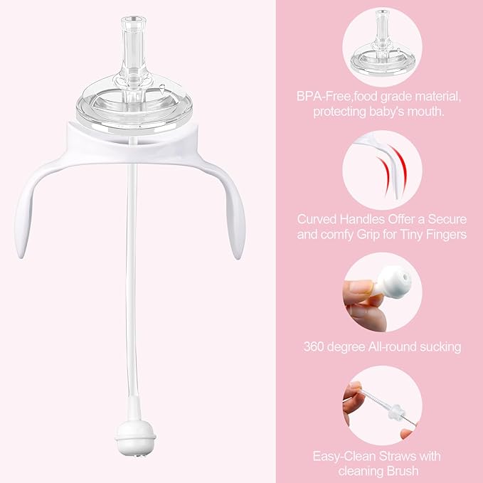2+2 Straw and Sippy Cup Conversion Kit for Philips Avent Anti-Colic Baby Bottles, Weighted Sippy Cup Transition Kit with Handles for Kids, [Variable Flow] [Spill-Proof] [BPA-Free], 6m+