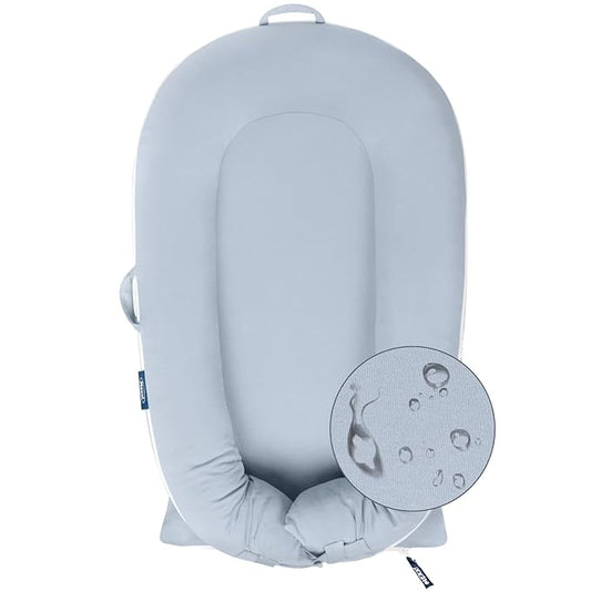 Organic Replacement Cover with Waterproof Pad | Premium Quality Spare Cover Certified Organic Cotton | [Fits Dockatot Deluxe + Docks] (Cover Only) (Alice Blue, Waterproof Organic Cotton)