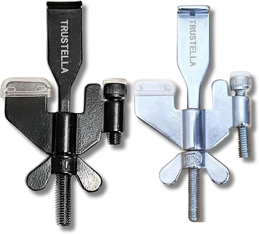 Original Trustella Heavy-Duty Portable Door Lock with Stainless Steel Build. Perfect for Home, Travel, Hotels, and Apartments for Inward-Opening Doors with a 2 mm Gap. (Silver/Black)